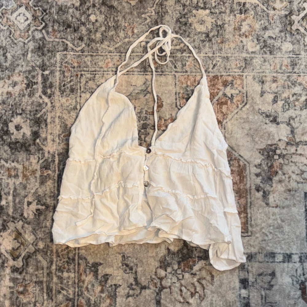 La Hearts Cream Halter Top